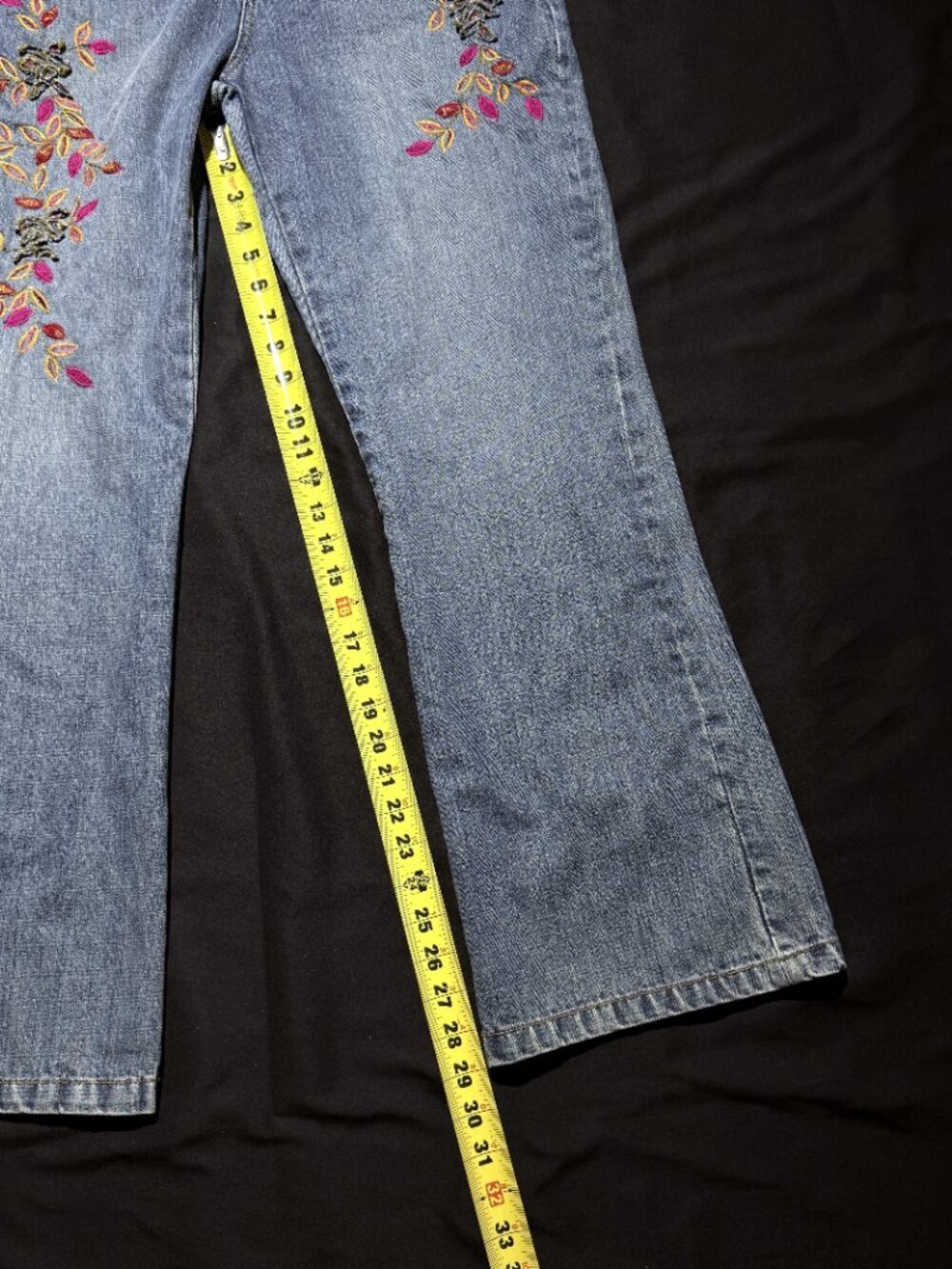 J Marco Womens Embroidered Jeans 12 Blue 100% Cotton Flare Low Rise - Picture 8 of 9